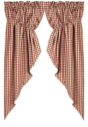 Barn Red Nutmeg Heritage House Check Barn Red Gathered Swag Lined C6100017 - The Fox Decor